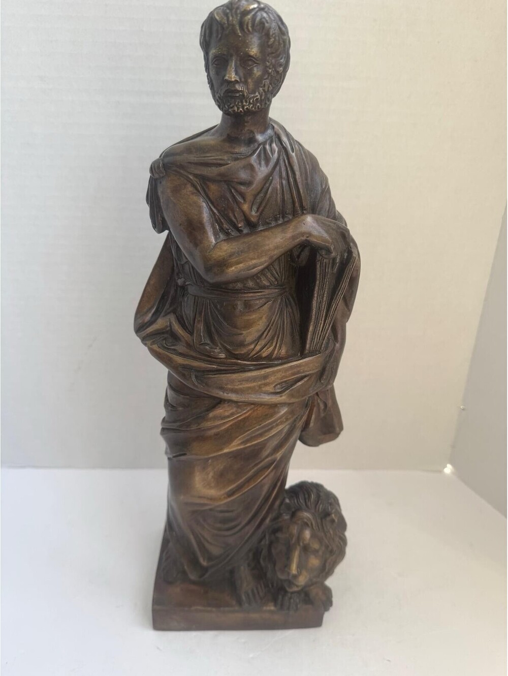 Patinated Bronze “Androcles and the Lion” Sculpture-Classical Roman Figurine
